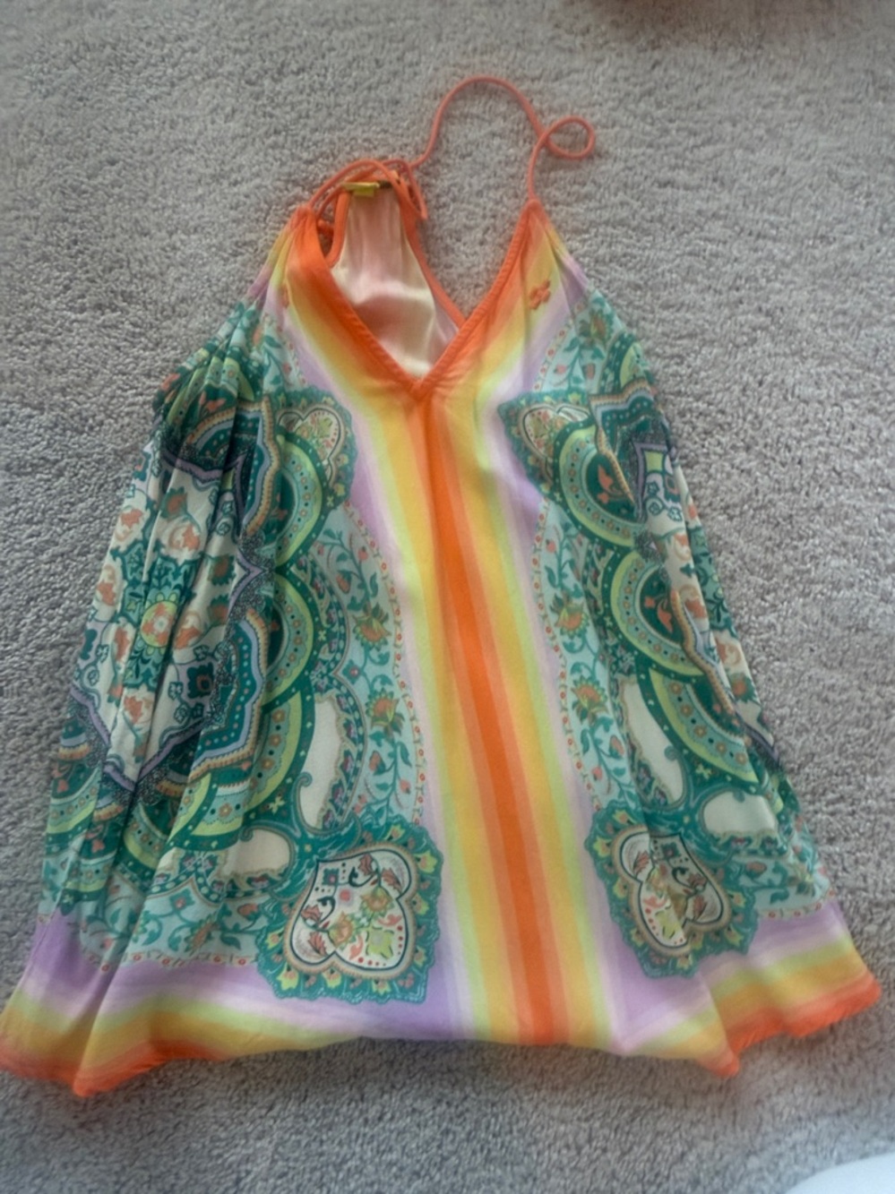 FARM Rio Orange & Teal Paisley Silk Tank Top - Picture 9 of 9